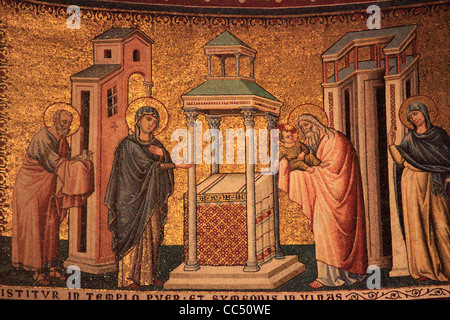 Italy, Lazio, Rome, Basilica Santa Maria in Trastevere, mosaic, Stock Photo