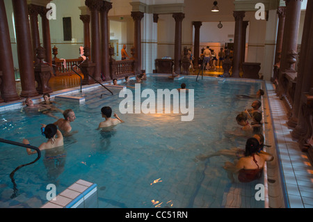 Inside pools Szechenyi fürdö the famous spa in City Park central Budapest Hungary Europe Stock Photo