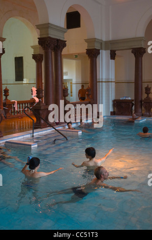 Inside pools Szechenyi fürdö the famous spa in City Park central Budapest Hungary Europe Stock Photo