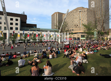 Canada, Quebec, Montreal, Jazz Festival, crowd, Stock Photo