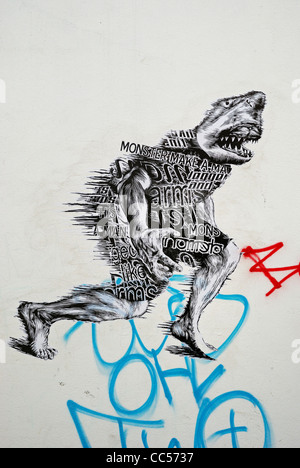Graffiti on a wall in Hanbury Street, East End, London. Stock Photo