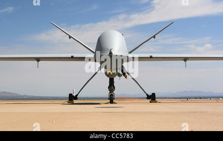 US Customs and Border Patrol UAV, Unmanned Aerial Vehicle, prepares for aerial operations as part of the border security to prevent illegal immigration in the United States. Stock Photo