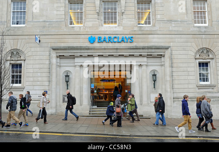 People walking past the large branch of Barclays Bank in North Street Brighton UK Stock Photo