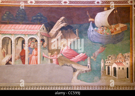 Detail from Miracle of San Nicola di Bari, by Agnolo Gaddi, Castellani Chapel, Basilica of Santa Croce, Florence, Tuscany, Italy Stock Photo