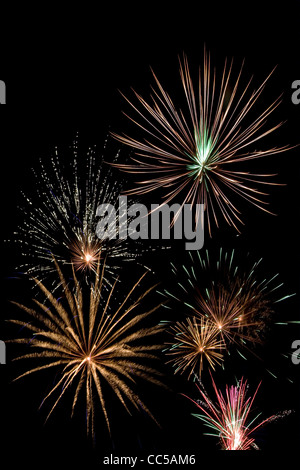 Multiple fireworks explosions display Stock Photo