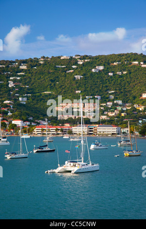 Evening view of Charlotte Amalie Harbor on St Thomas, US Virgin Islands Stock Photo