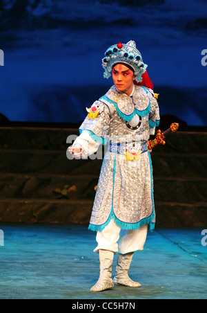 Peking opera actor performing Zhao Yun, Beijing, China Stock Photo