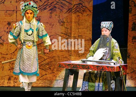 Peking opera actor performing Romance of the Three Kingdoms, Beijing, China Stock Photo