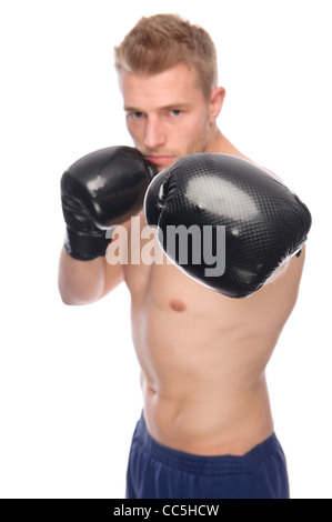 Full isolated studio picture from a young boxer Stock Photo