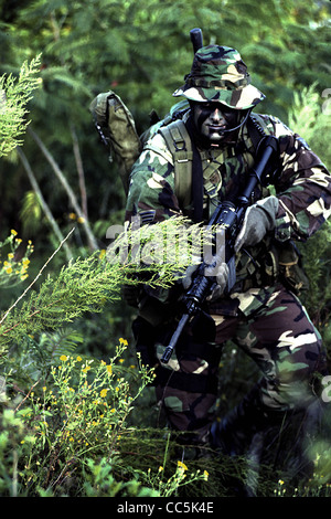 Special forces tactical air control training in full gear on Pope Air Force Base, North Carolina. Stock Photo