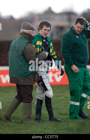 National Hunt jump racing at Plumpton Racecourse in East Sussex. Stock Photo