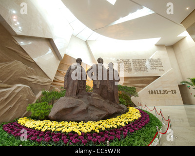 Chen Yi and two officials statues in the Laiwu Battle Memorial Hall, Laiwu, Shandong , China Stock Photo
