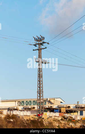 High voltage power line pylon Stock Photo
