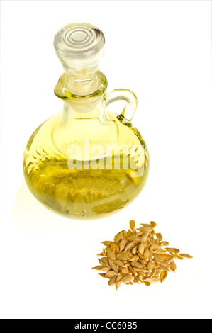 sunflower oil and sunflower seeds Stock Photo