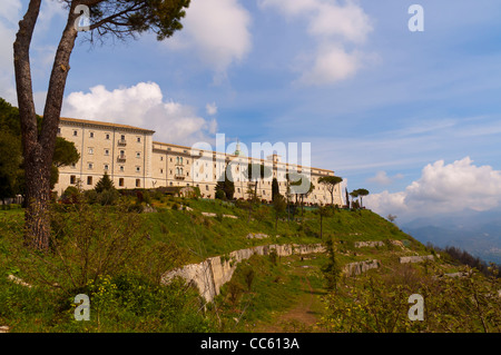 Monte Cassino monastery is on the top of a hill near Rome in Italy. Stock Photo