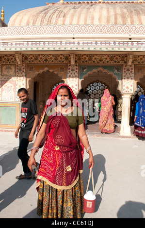 Indian woman, Amber Fort Palace, Jaipur, Rajasthan, India Stock Photo