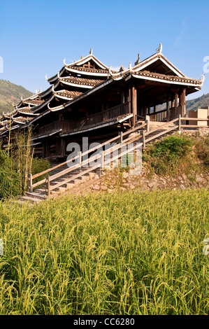 Yongji Wind and Rain Bridge - Chengyang near Guilin, Guangxi province - China Stock Photo