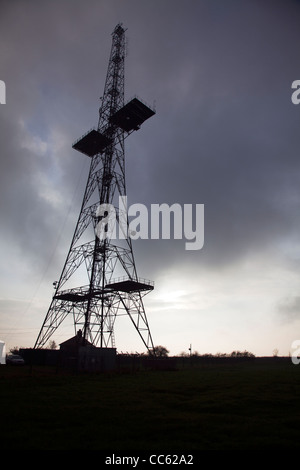 RAF Stenigot surviving CHAIN HOME HIGH mast radar system for early warning The 'Mast of Terror' is the WWII radar aerial working Stock Photo