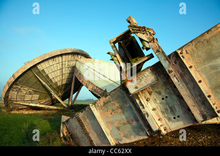 RAF Stenigot satellite dishes now defunct radar system for early warning of air attack Stock Photo