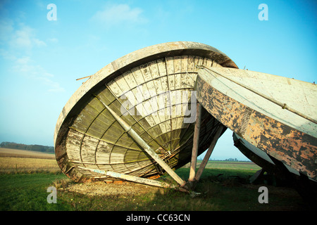 RAF Stenigot satellite dishes now defunct radar system for early warning of air attack Stock Photo