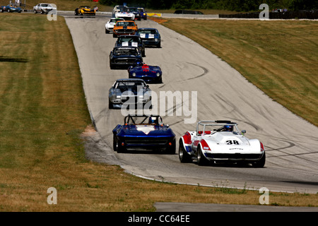 Vintage Sports Car Racing Road America, Wisconsin Stock Photo