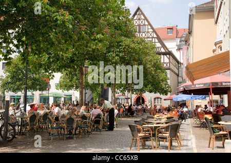 Cafe on the Marktplatz market square, Jena, Thuringia, Germany, Europe Stock Photo