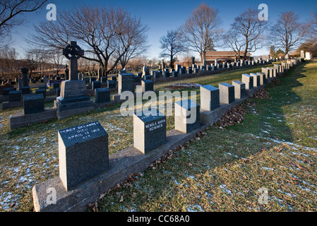 Many victims of the Titanic disaster were buried at Fairview Lawn Cemetery in Halifax, Nova Scotia. Stock Photo