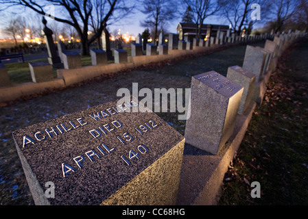 Many victims of the Titanic disaster were buried at Fairview Lawn Cemetery in Halifax, Nova Scotia. Stock Photo