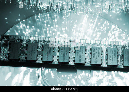 Fiber optics background with lots of light spots Stock Photo