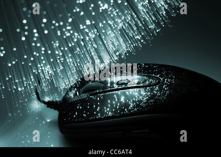 Fiber optics background with lots of light spots Stock Photo