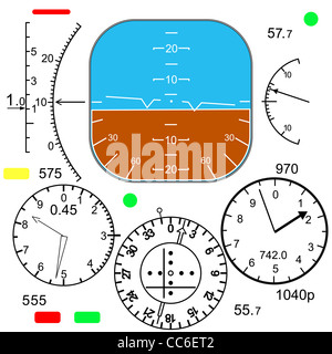 Control panel in a plane cockpit Stock Photo