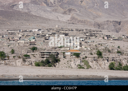 Ruined former capital city of Plymouth, buried in the pyroclastic flow, Montserrat Stock Photo