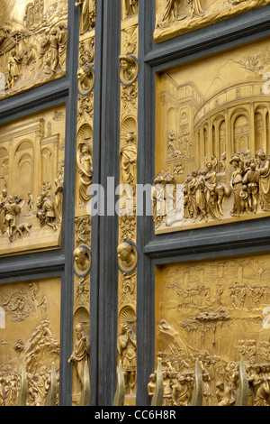 Detail of the baptistry doors by Lorenzo Ghiberti ('The Gates of Paradise') at Basilica di Santa Maria del Fiore in Florence Stock Photo