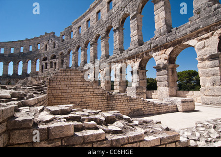 the old amphitheater in Pula - Croatia Stock Photo