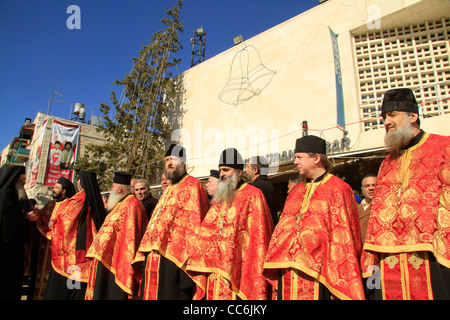 Bethlehem, Greek Orthodox Christmas ceremony in Manger Square Stock Photo