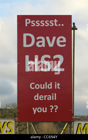 Say no to HS2 protest roadside sign. Stock Photo