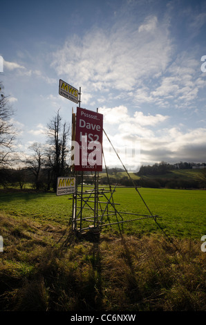 Say no to HS2 protest campaign roadside sign. Stock Photo