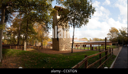 wooden climbing tower at Runways End Outdoor Activity Centre, Farnborough Stock Photo