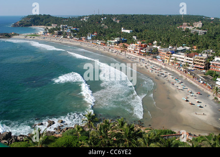 aerial view of kovalam beach; an international tourist destination in kerala,india. 12 kms from trivandrum international airport Stock Photo