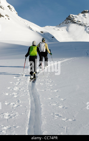 Ski touring above La Forclaz Valais Switzerland Stock Photo