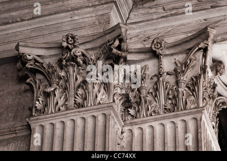 Stone carving detail within The Pantheon,a Roman temple dedicated to all the gods of pagan Rome Stock Photo