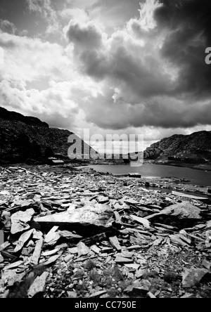 Old Slate mines and quarries at Cwmorthin near Blaenau Ffestiniog ...