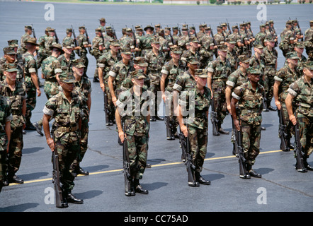 Marine Platoon Rifle Drill Formation,New Recruits, Marine Corps Recruit Depot Parris Island, SC Stock Photo