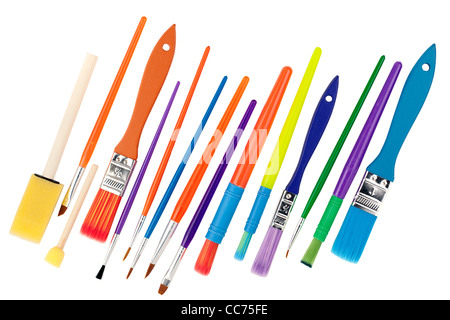 Assorted mixture of paint brushes Stock Photo
