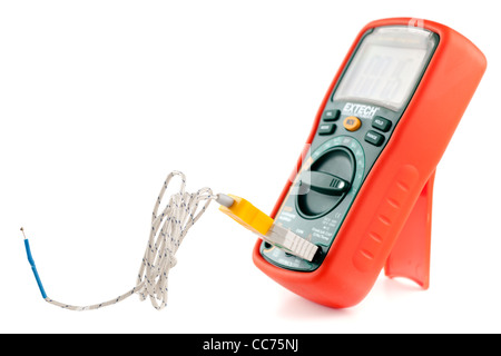 Extech ex330 multimeter measuring temperature in centigrade measuring at 16c Stock Photo