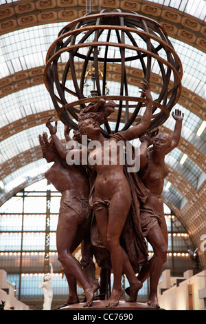 France, Paris, The statue of Four Parts of the World supporting the Sphere by Jean-Baptiste Carpeaux in Musee d'Orsay Stock Photo