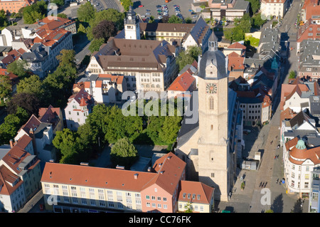 View from the Jentower skyscraper to the Church of St. Michael and the main building of the Friedrich Schiller University, Jena Stock Photo