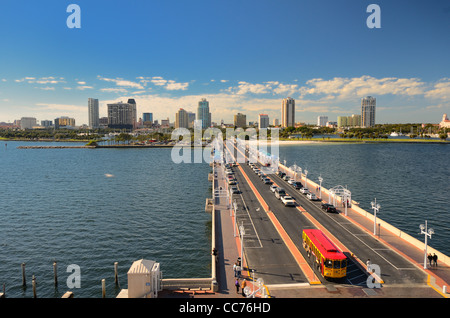 Skyline of St. Petersburg, Florida from the Pier Stock Photo