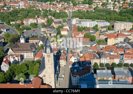 View from the Jentower skyscraper to the Church of St. Michael and the main building of the Friedrich Schiller University, Jena Stock Photo