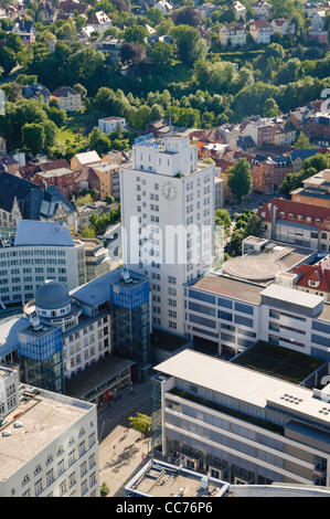 View from the Jentower skyscraper on the Ernst-Abbe Platz square, Jena, Thuringia, Germany, Europe Stock Photo